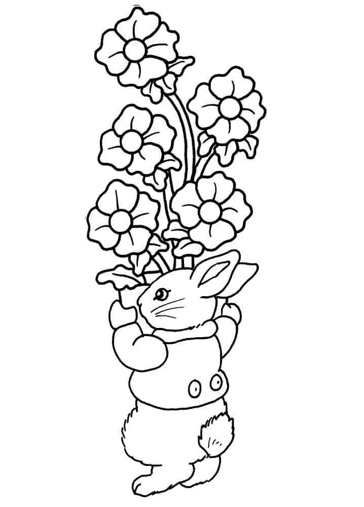 Conejito de Pascua con Flores