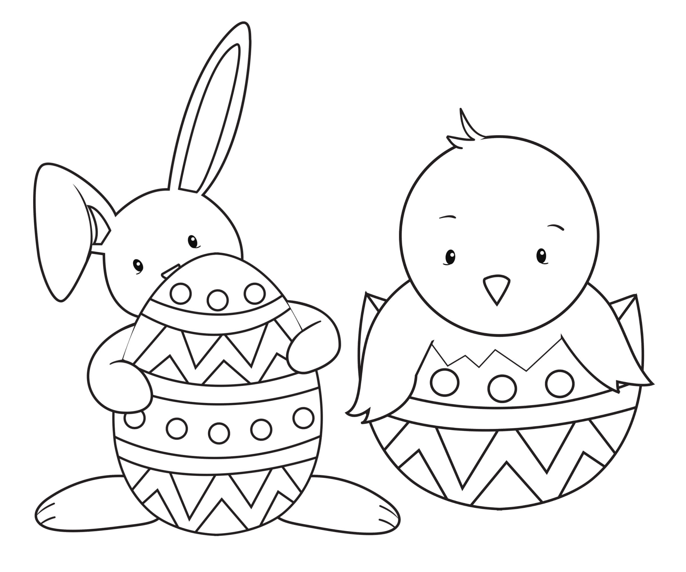 Conejito y Pollito con Huevo de Pascua