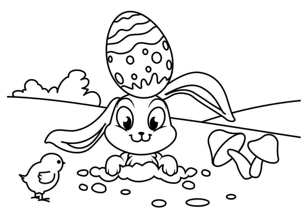 Conejo de Pascua y pollito
