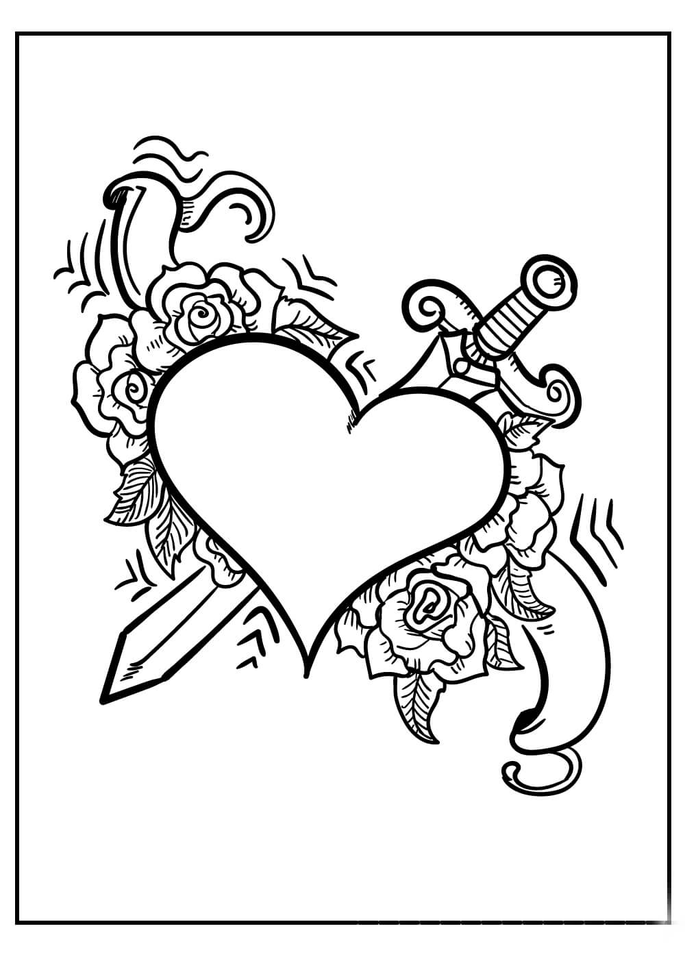 Corazón con Espada y Flor