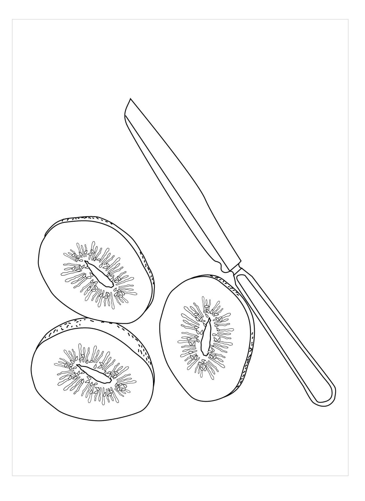 Cuchillo y Rodajas de Kiwi