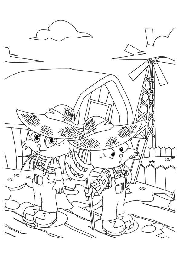 Cultivo de dos Gatitos de Dibujos Animados