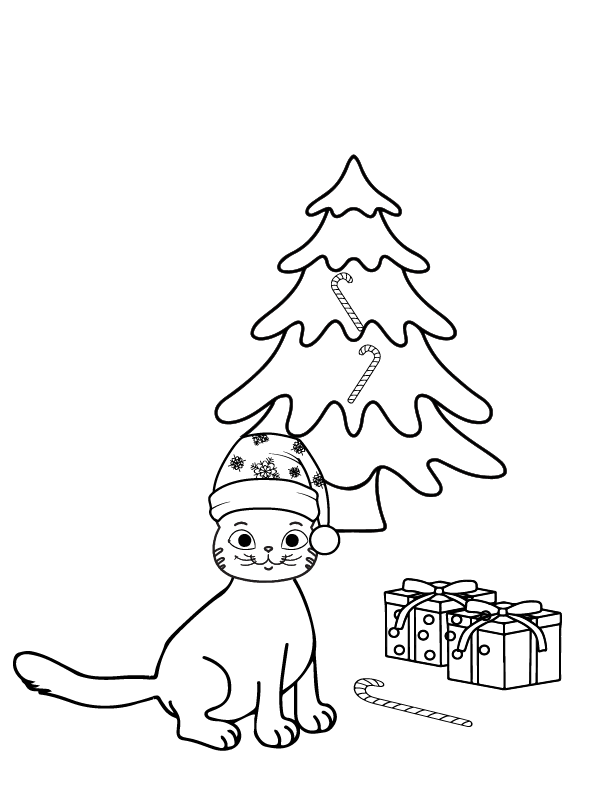Gato con Gorro Navideño Adorable