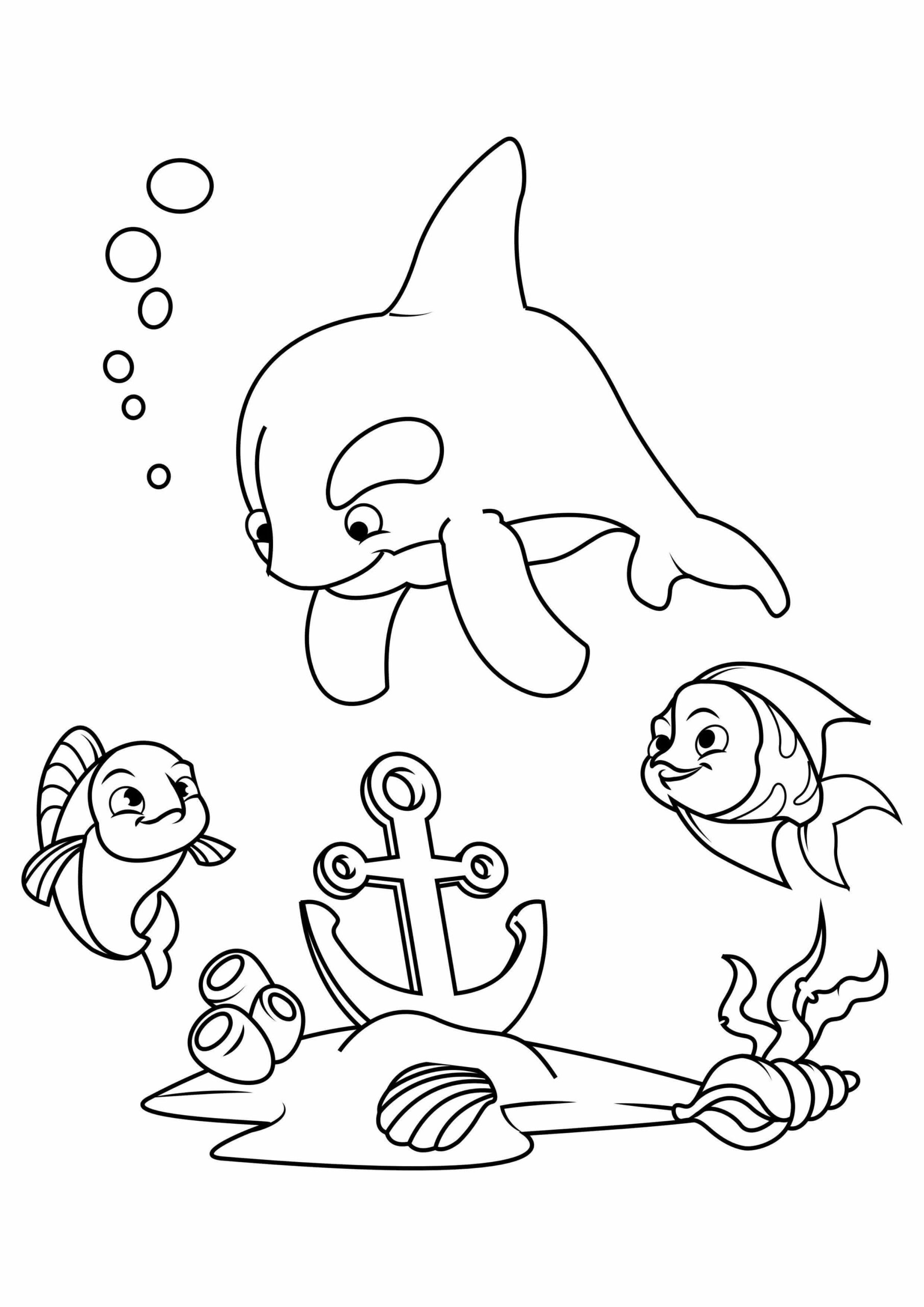 Delfín y dos Peces con Ancla