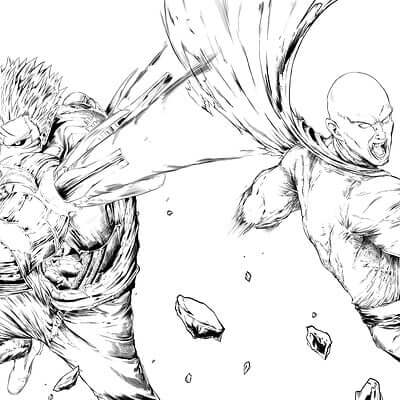 Dibujando Genos vs Saitama