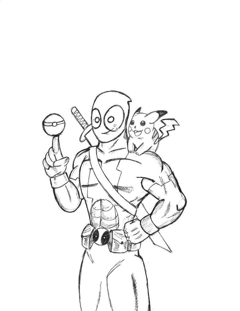 Dibujar Deadpool con Pikachu