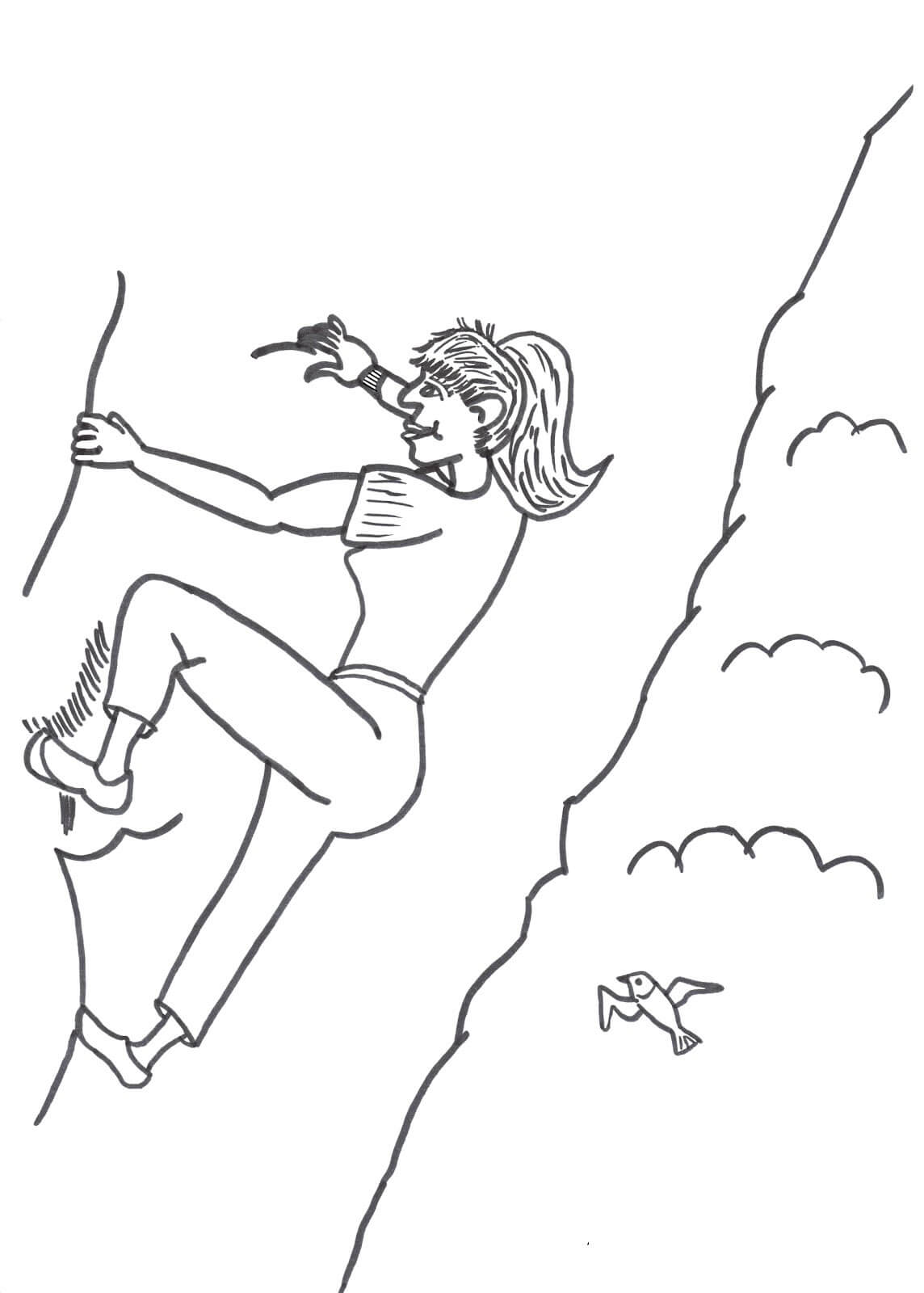 Dibujo Chica Escalada en Roca