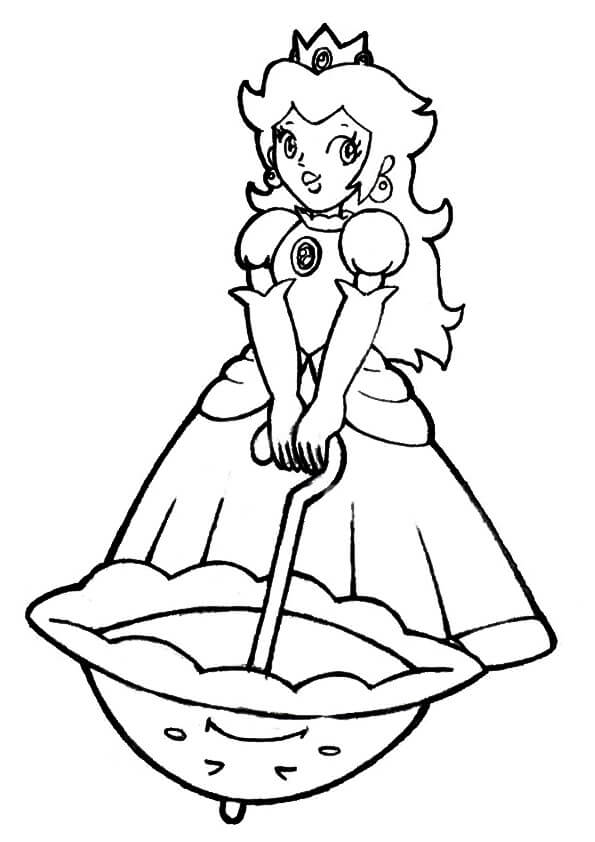 Dibujo Princesa Peach con Paraguas