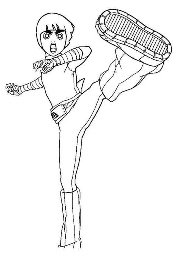 Dibujo de Patada de Rock Lee