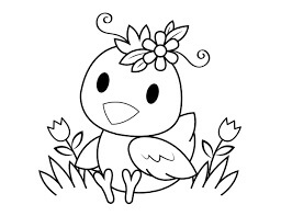 Dibujo de Pollito y Flor