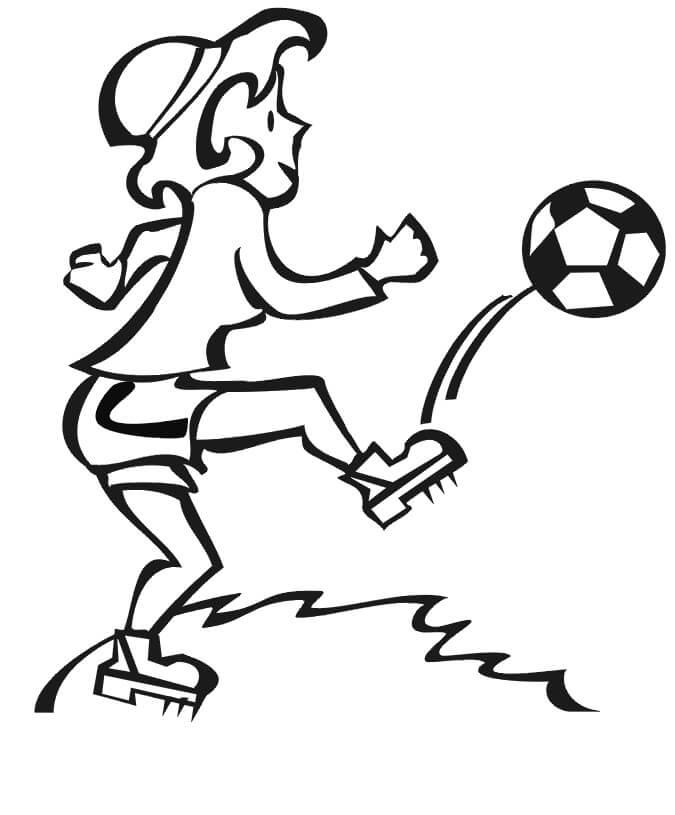 Dibujo de niña Pateando la pelota