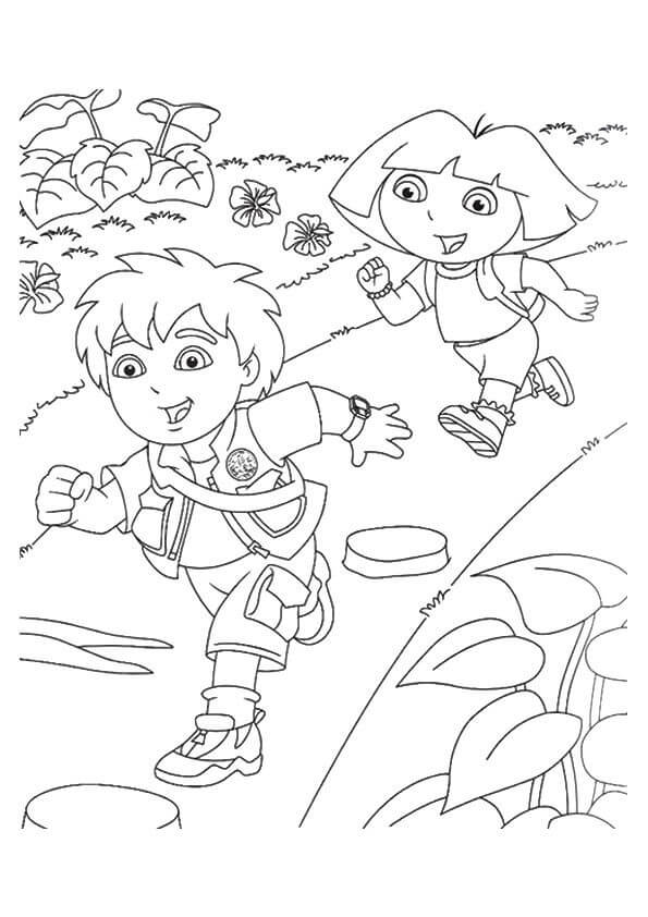 Diego y Dora corriendo