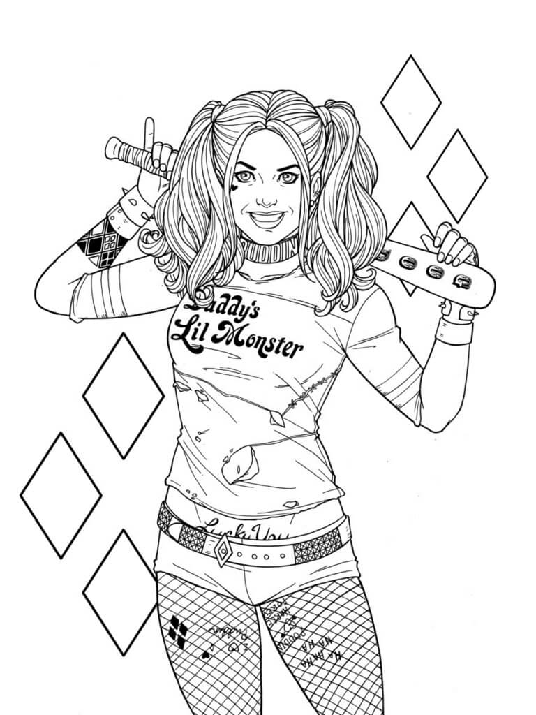 Divertida Harley Quinn con un bate de Béisbol