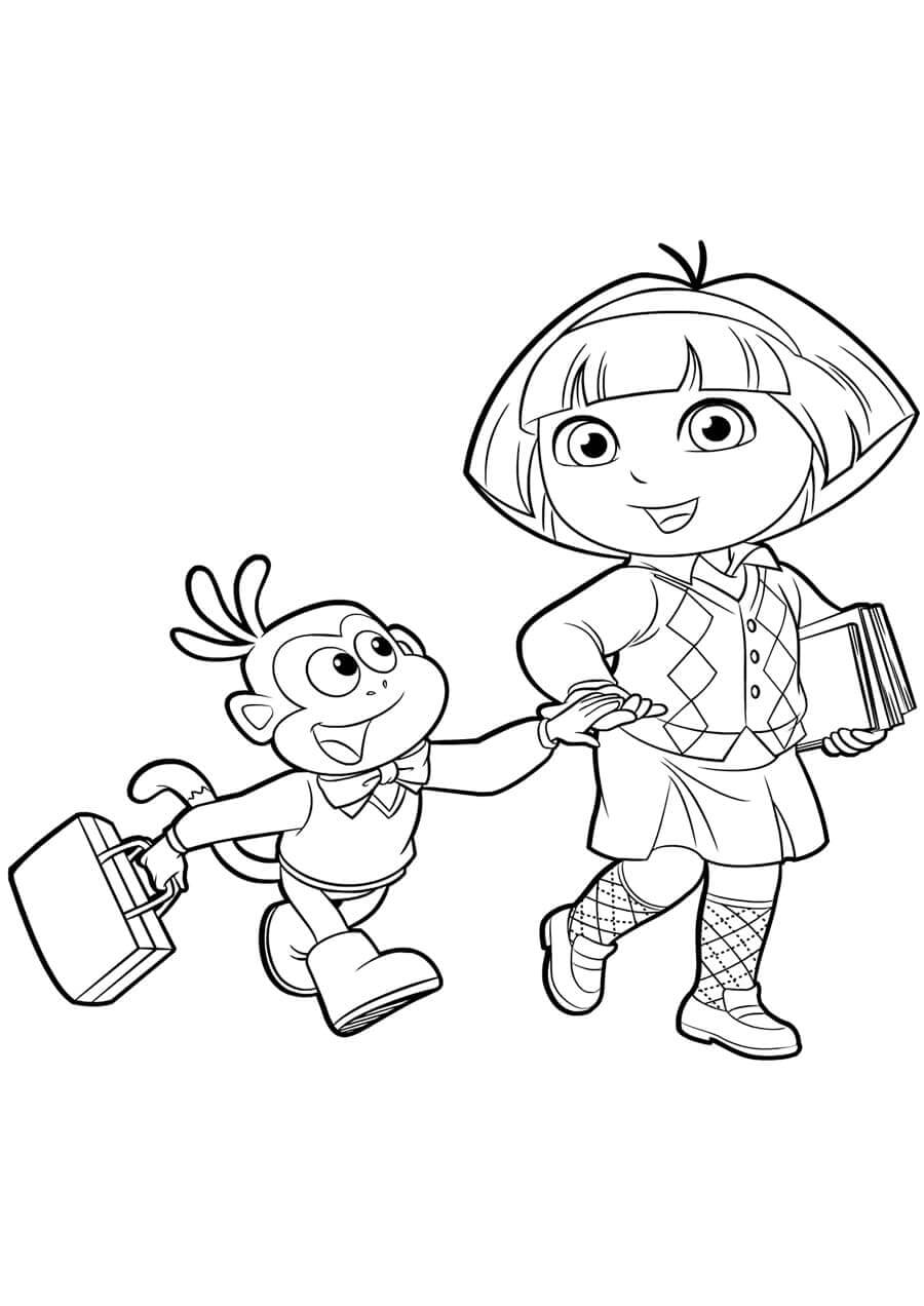Dora Y Botas Van A La Escuela