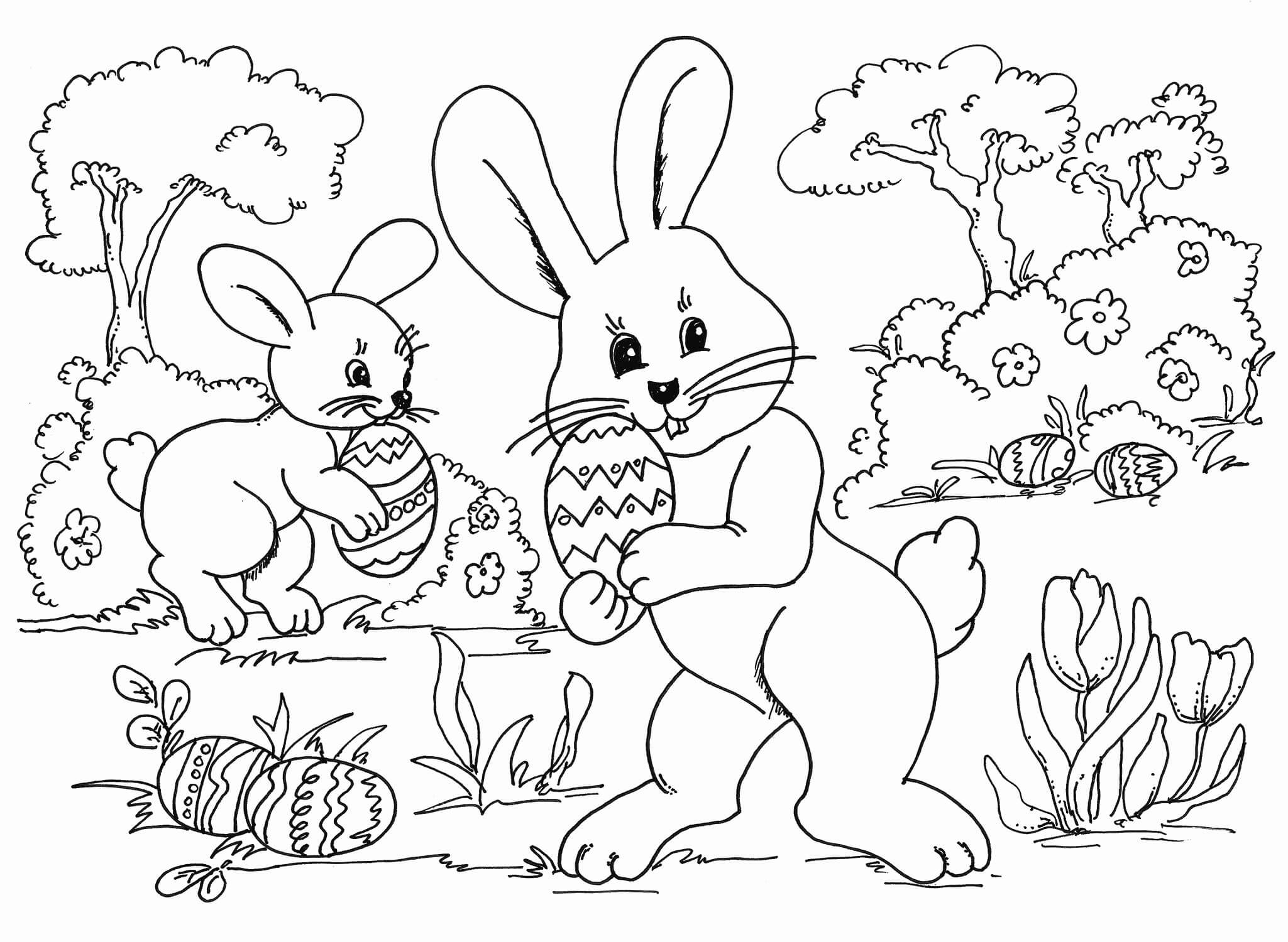 Dos Conejitos con Huevo de Pascua