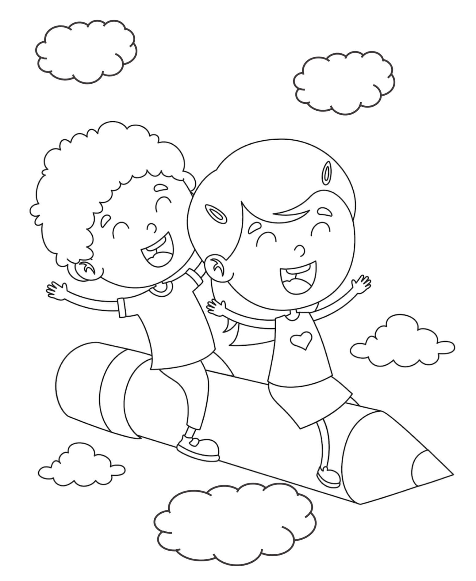 Dos Niños montando Lápiz