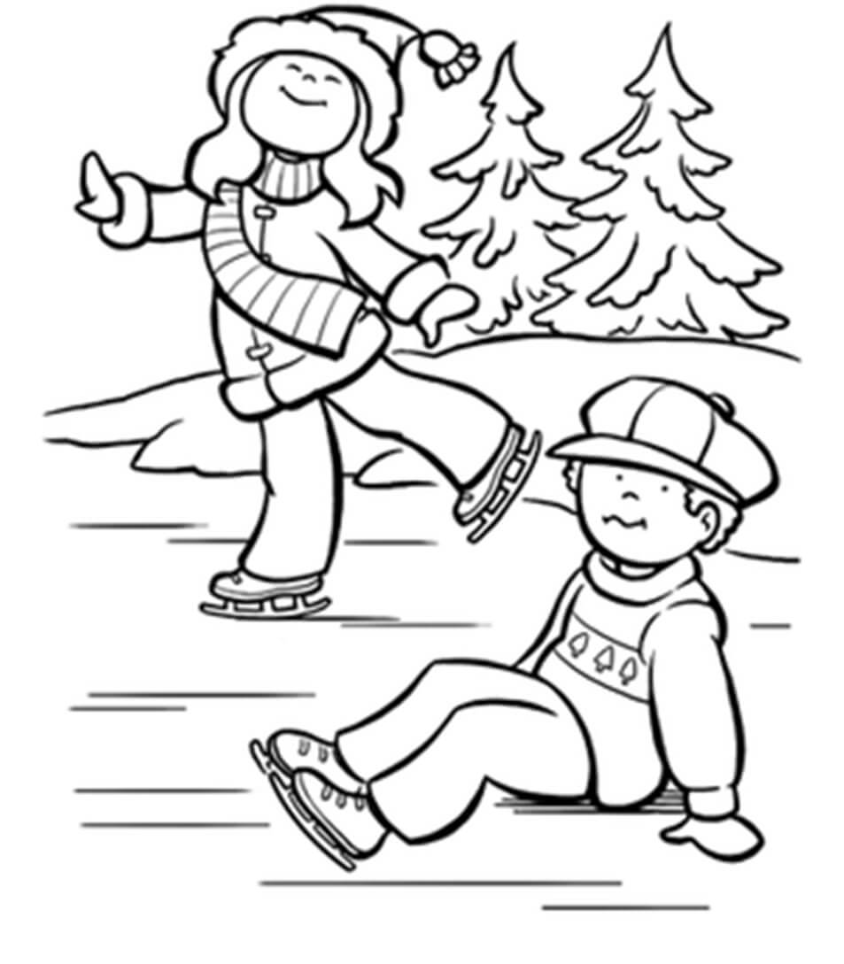 Dos niños Jugando Patinaje Sobre Hielo