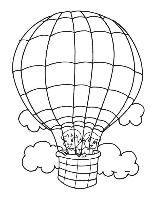 Dos niños en Globo de Aire Caliente
