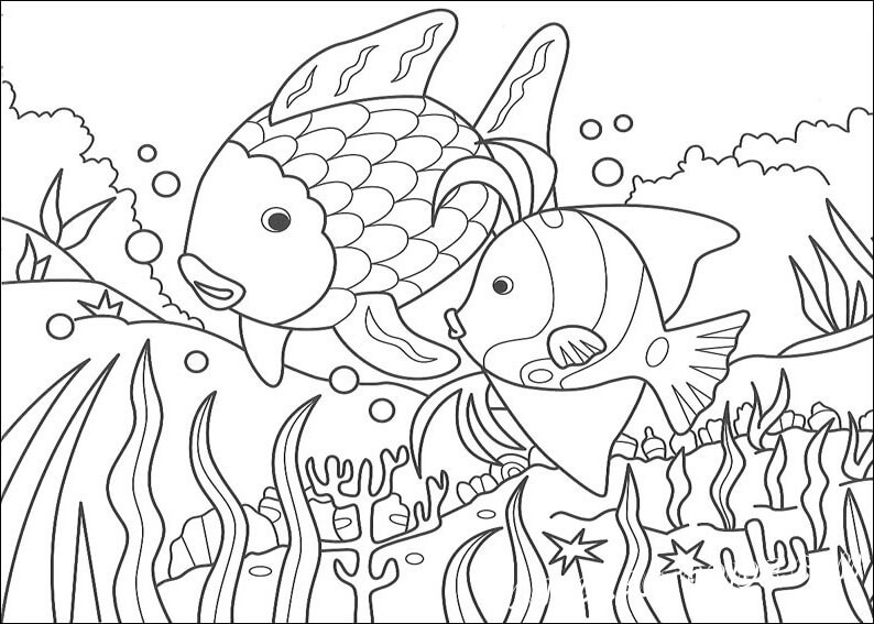 Dos peces Arcoíris en el Mar
