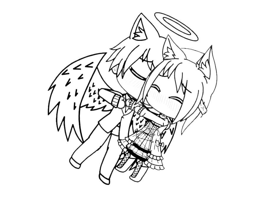 Dos personajes de Gacha Life Volando