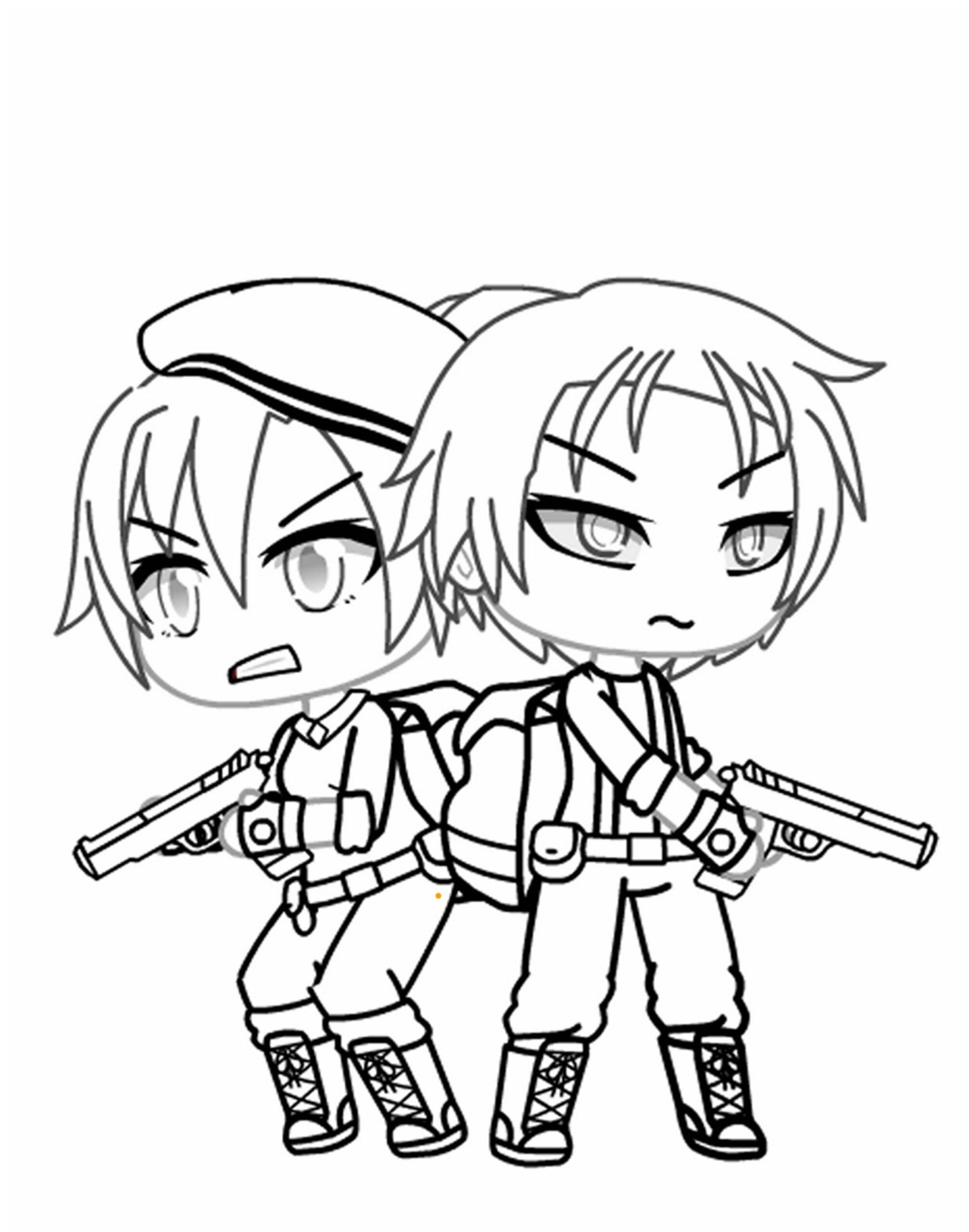 Dos personajes de Gacha Life con Armas