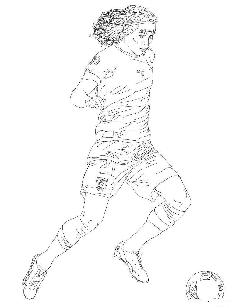 Edinson Cavani Patea Una Pelota De Fútbol