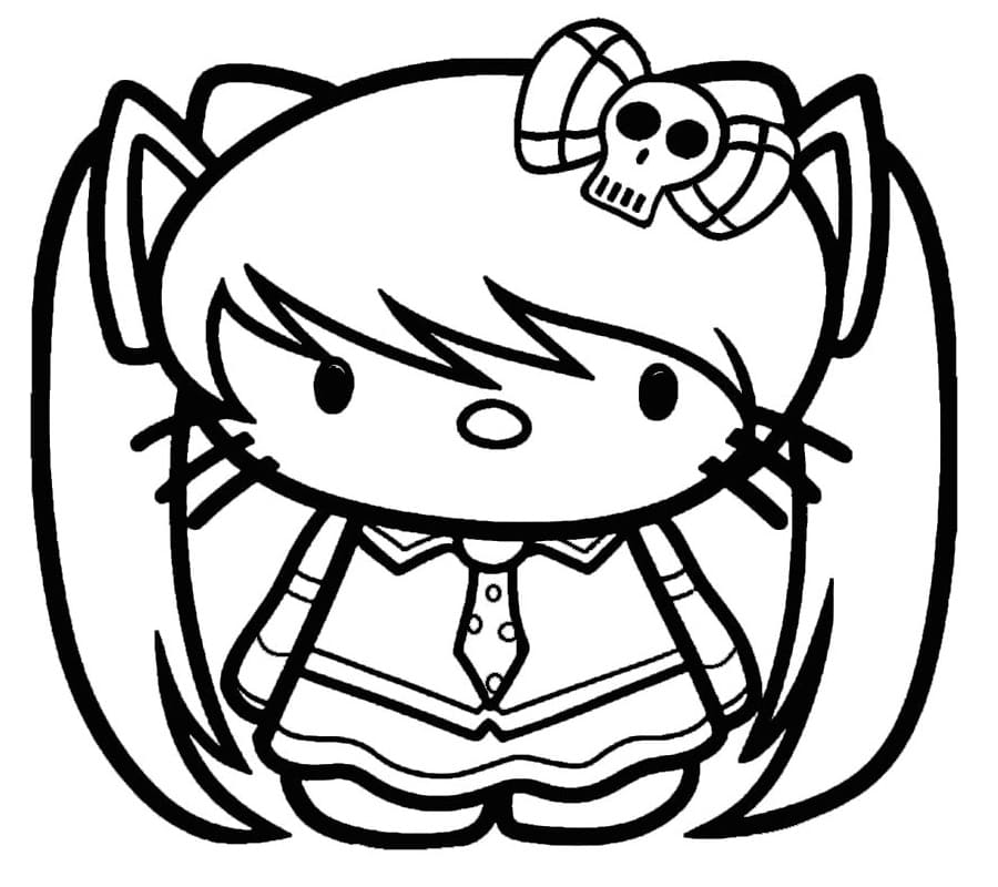 Emo Hello Kitty Página Para Colorear