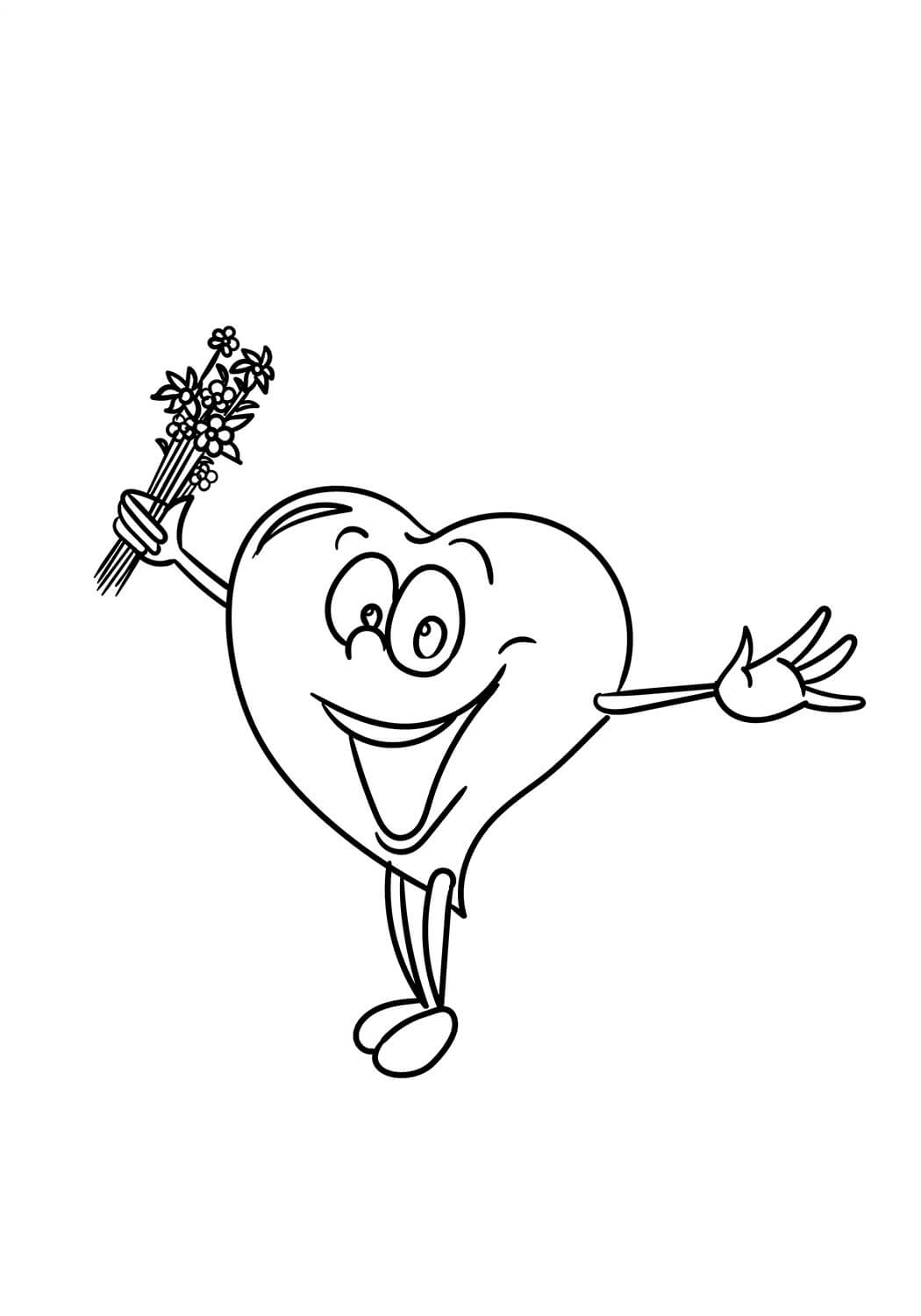 Feliz Caricatura Corazón Tenencia Rosa