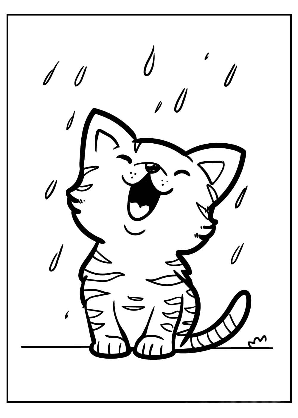 Gatito Feliz Bajo la Lluvia