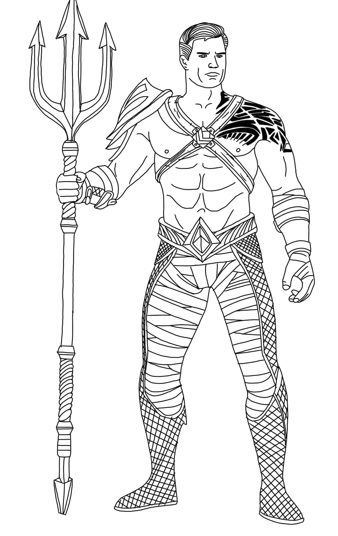 Genial Aquaman Sosteniendo a Tridente