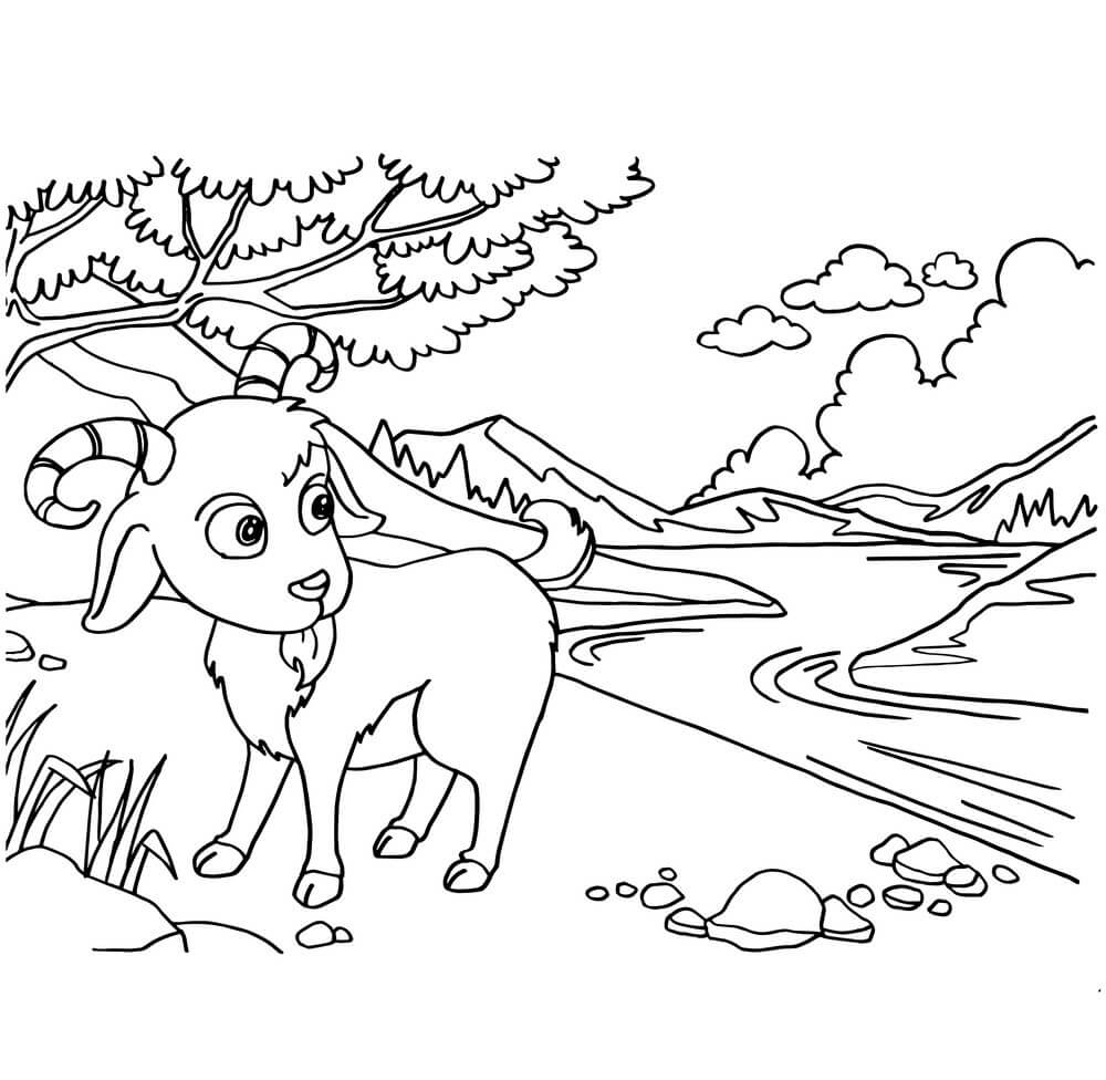 Goat with Beautiful Scenery