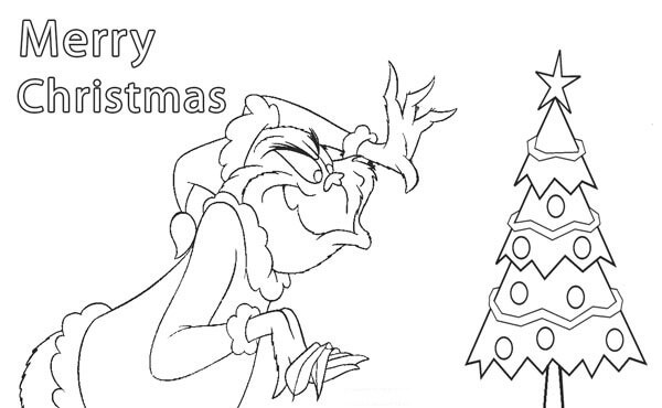 Grinch con Pequeño Árbol De Navidad