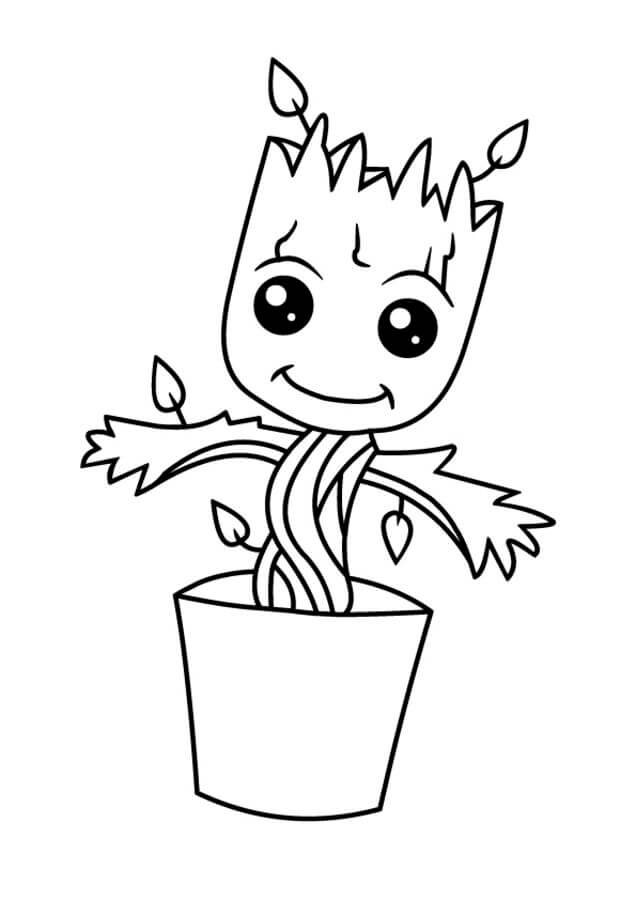 Groot Pequeño Sonriendo en Florero