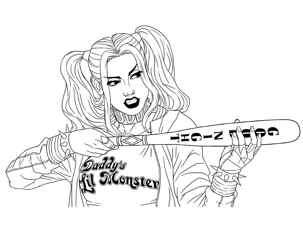 Harley Quinn sosteniendo un bate de Béisbol