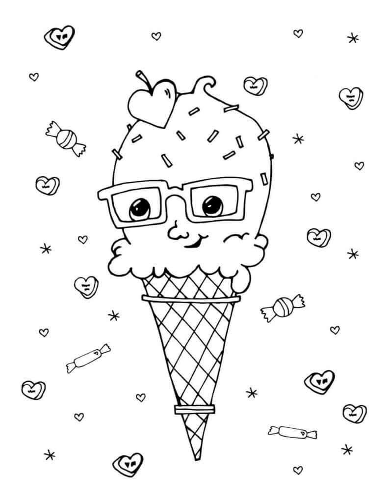 Helado con Ojos y Caramelos