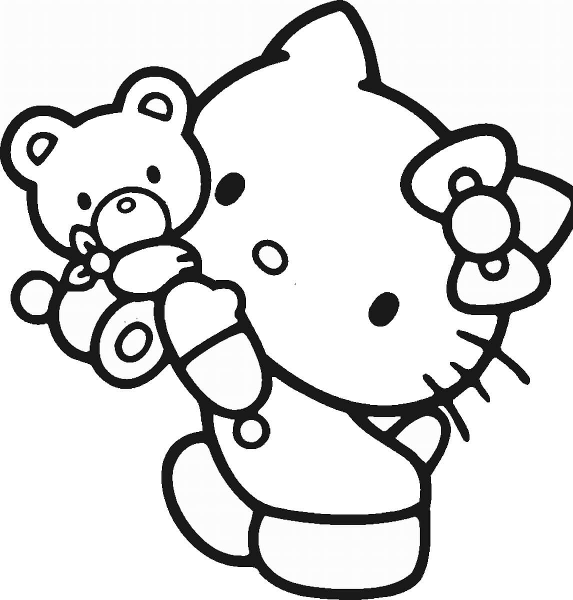 Hello Kitty con Oso de Peluche