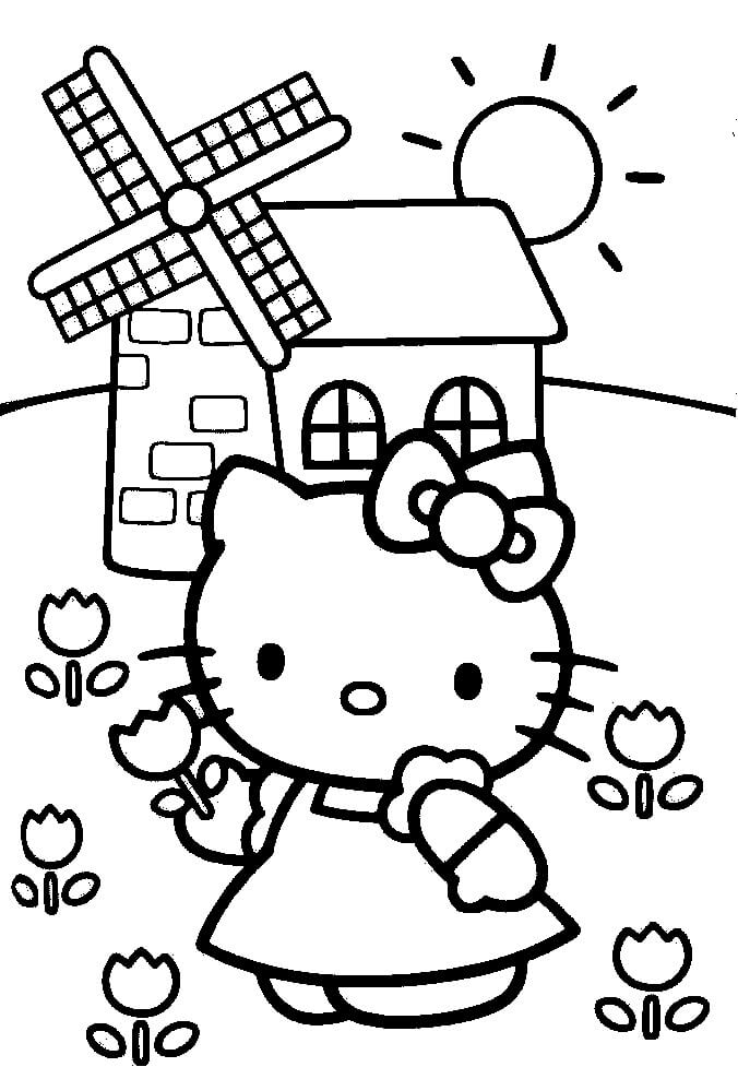 Hello Kitty en el Jardín de Flores