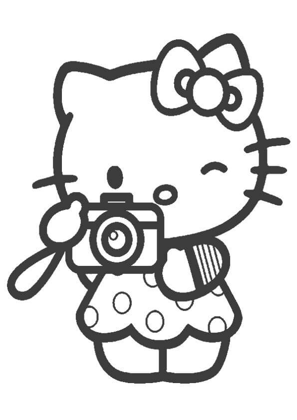 Hello Kitty sosteniendo la Cámara