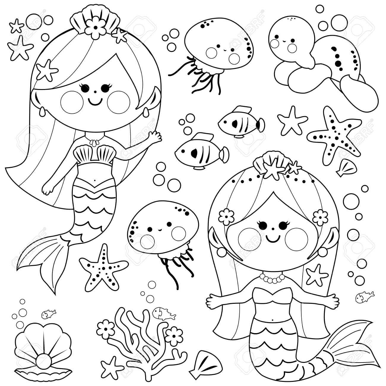 Hermosas Sirenas y Animales Marinos
