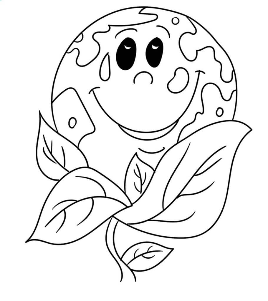 Hoja con Tierra Sonriendo