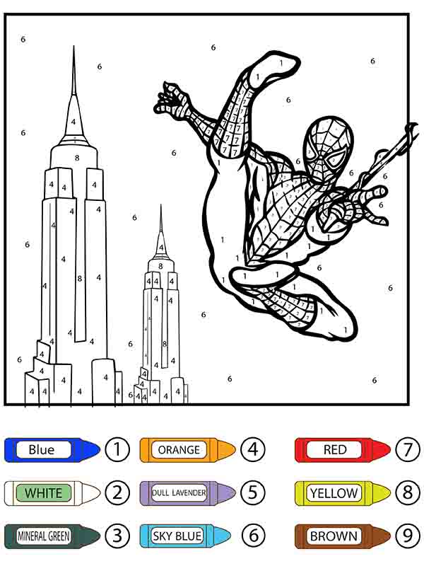 Hombre Araña Colorear por Número