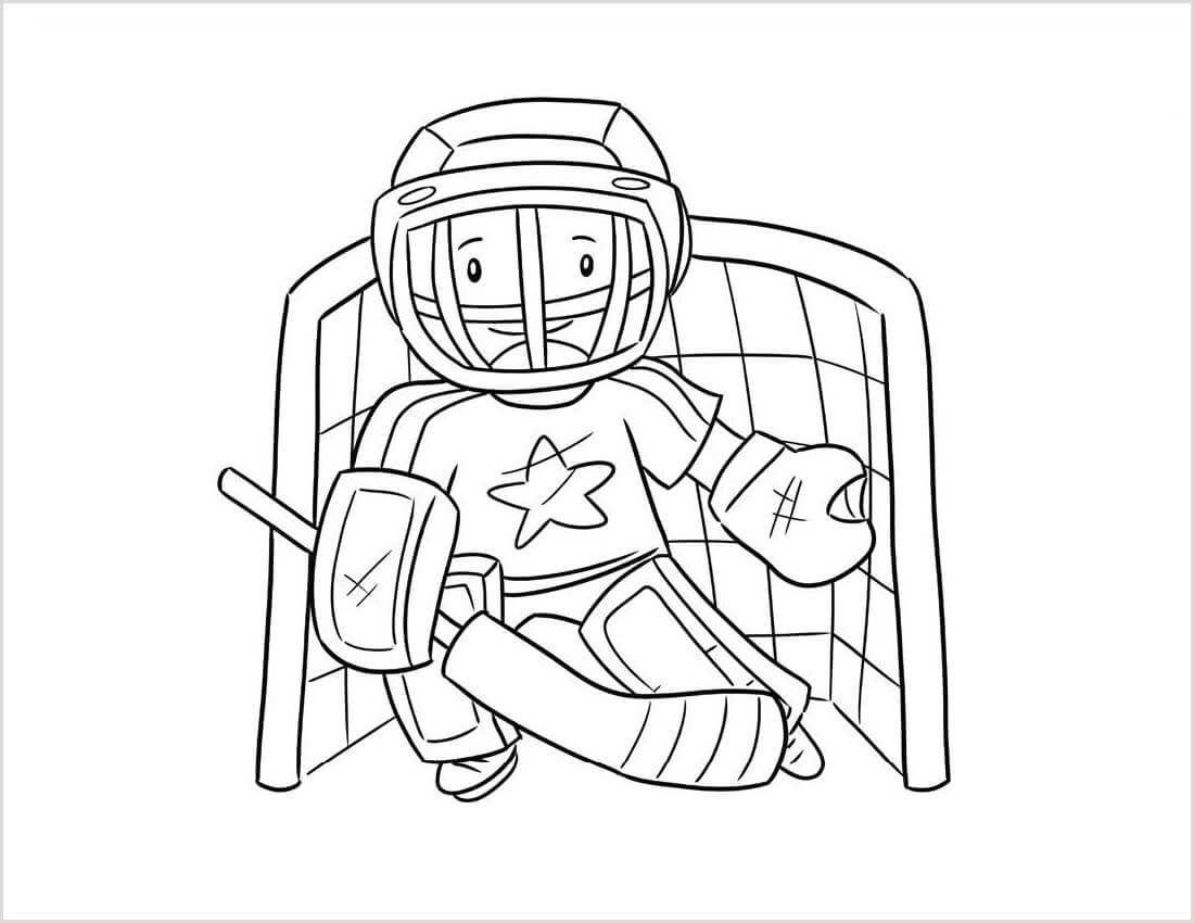 Hombre Sonriente Jugando al Hockey