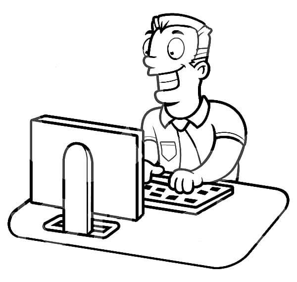 Hombre de Negocios Trabajando en Computadora