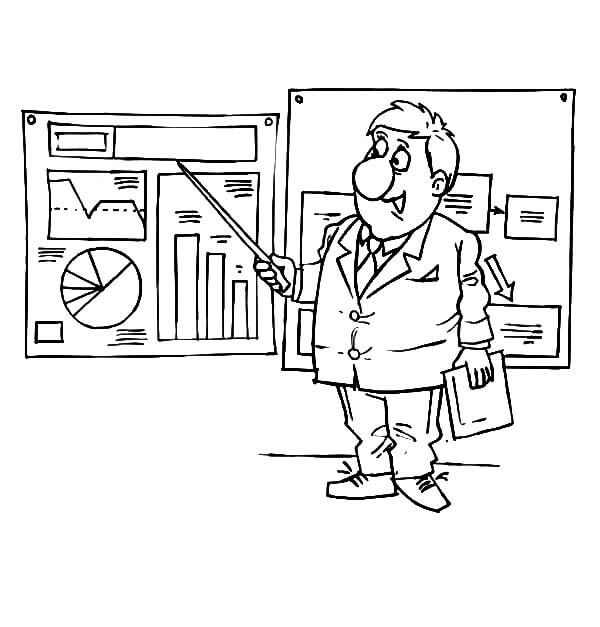Hombre de Negocios que Presenta Gráficos y Tablas