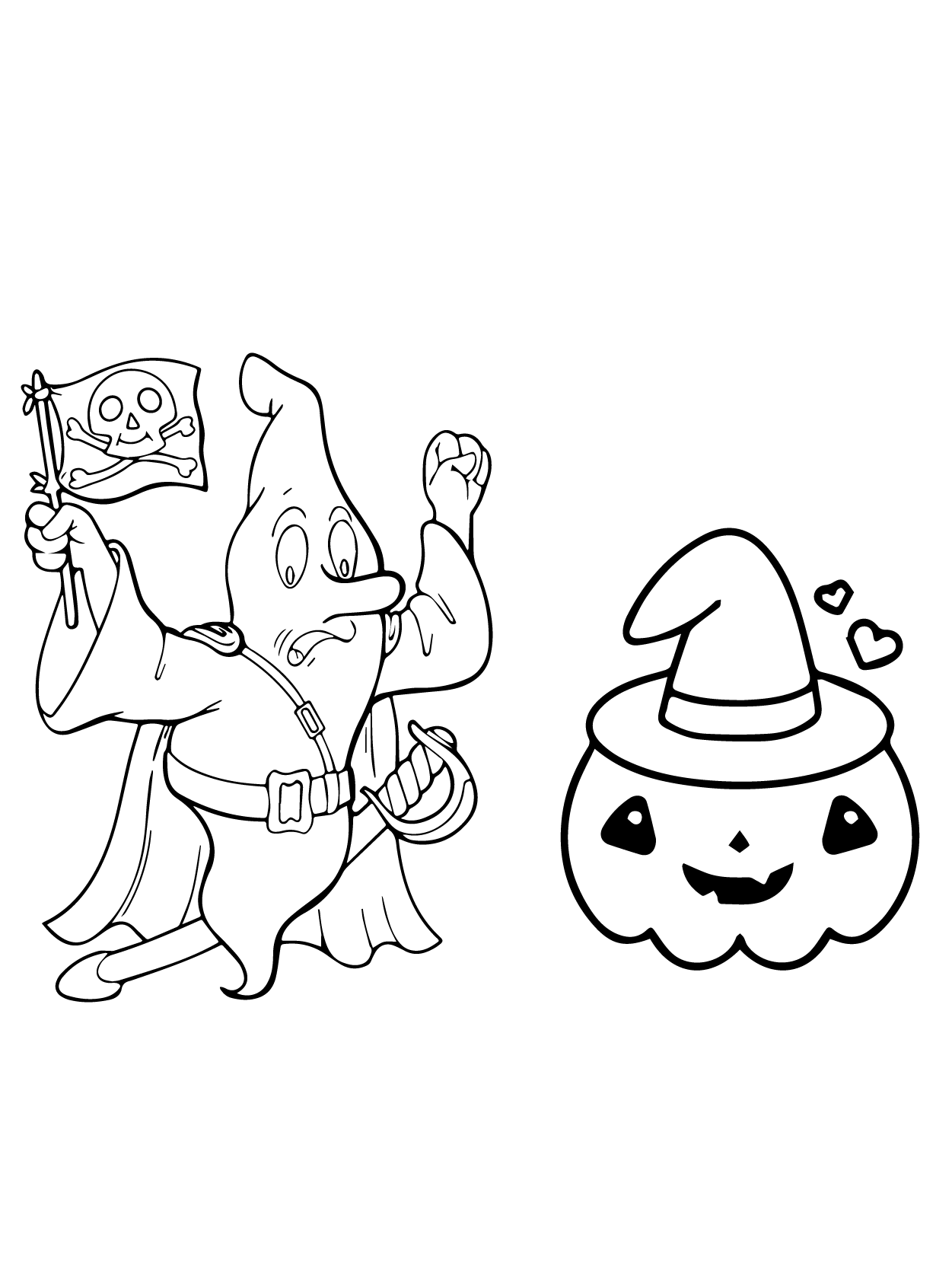 Fantasma Kawaii de Día de las Brujas y Calabaza