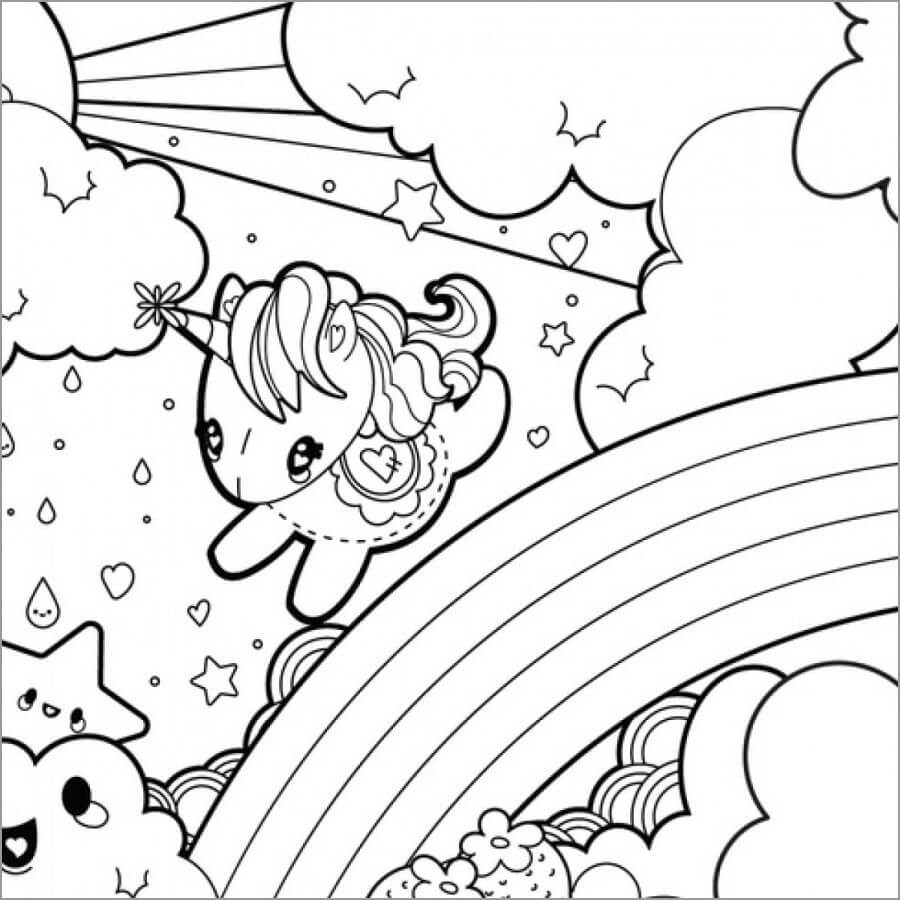 Kawaii Unicornio y Arcoiris