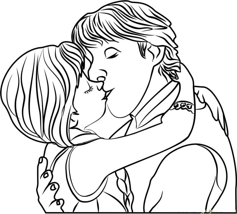 Kristoff y Anna se Besan
