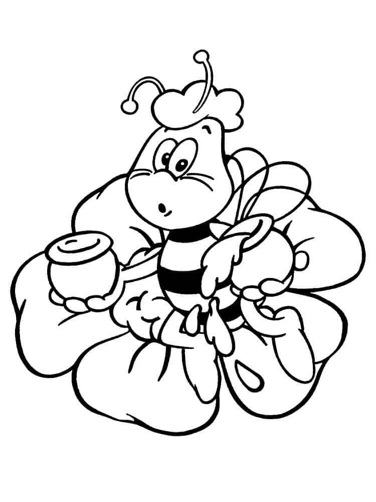 La Abeja Maya Sentada Sobre una Flor