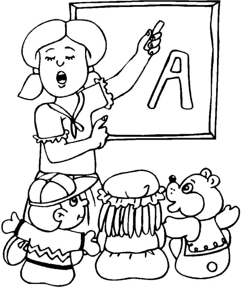 La Maestra esta Enseñando