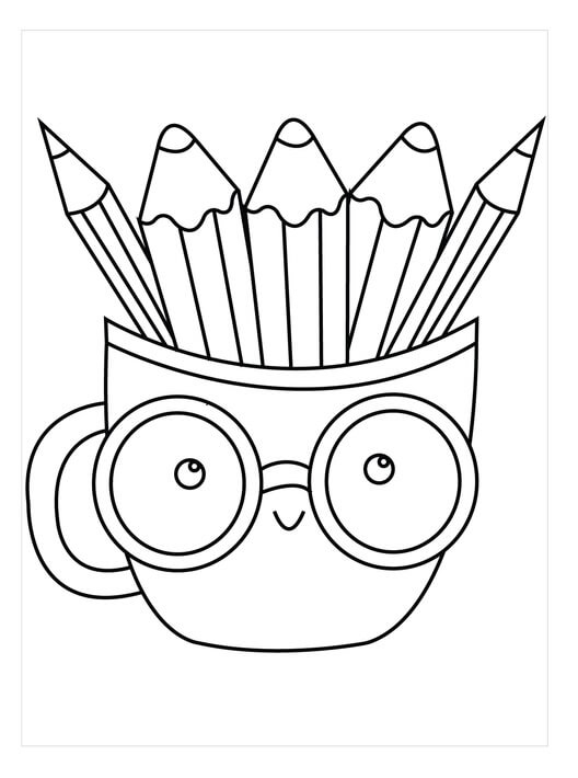 Lápices en una Taza Sonriente